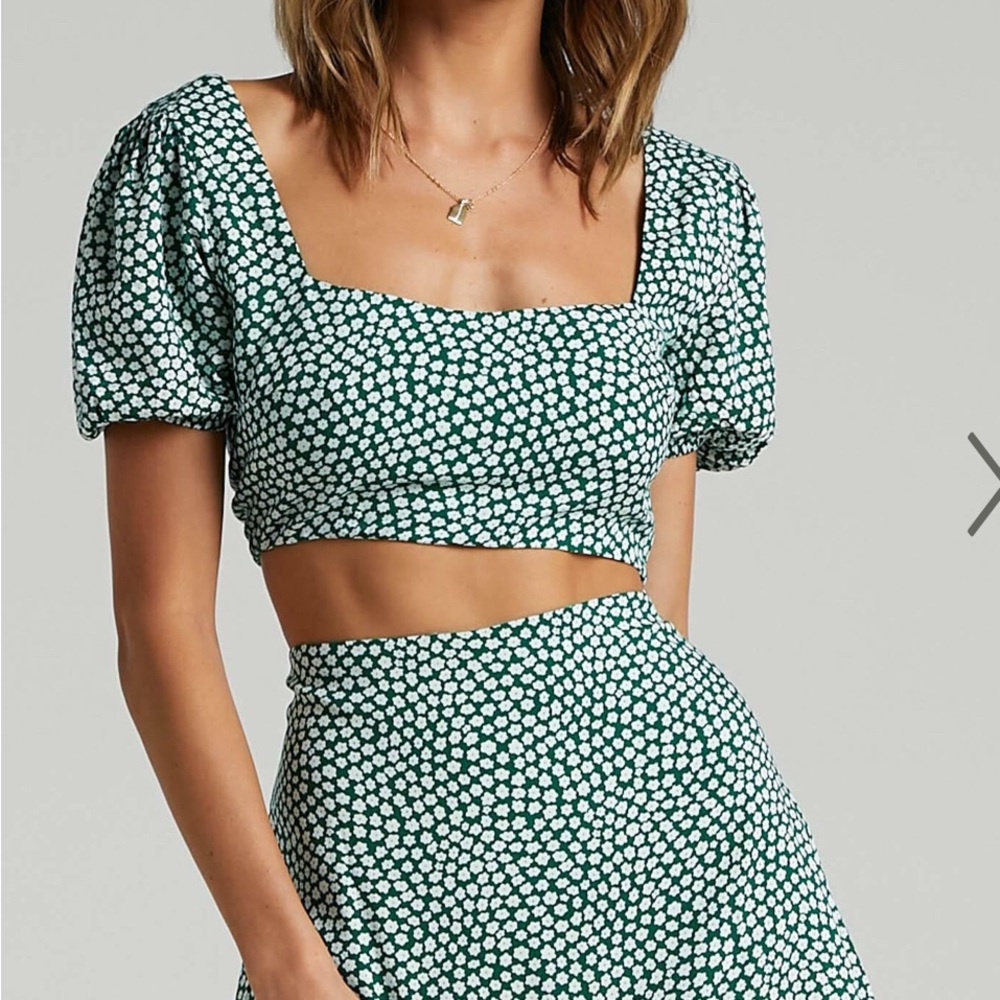 SHOWPO ARE YOU UP TO IT TWO PIECE SET IN GREEN FLORAL